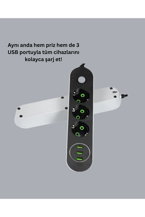 3 USB Portlu Üçlü Priz CXE103