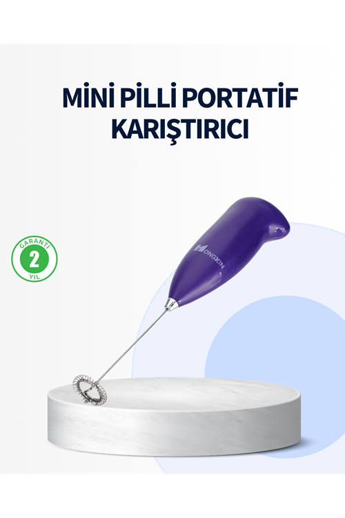 Mini Pilli Portatif Karıştırıcı – Cappuccino, Latte, Frappe ve Kahve Köpürtücü