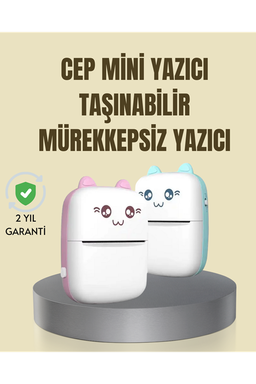 Taşınabilir Mini Termal Yazıcı 200 DPI Bluetooth Bağlantılı