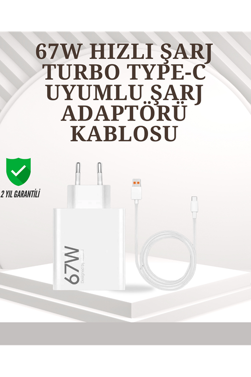 Type-C Uyumlu 67W Turbo Hızlı Şarj Aleti Akıllı Koruma Sistemli