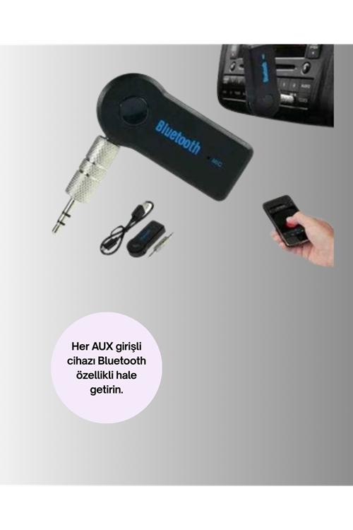 Araç İçi Bluetooth AUX Müzik ve Telefon Görüşmesi Adaptörü