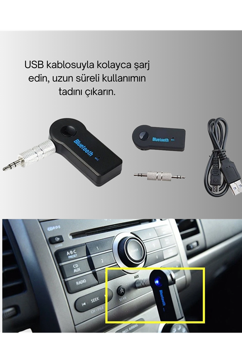 Araç İçi Bluetooth AUX Müzik ve Telefon Görüşmesi Adaptörü