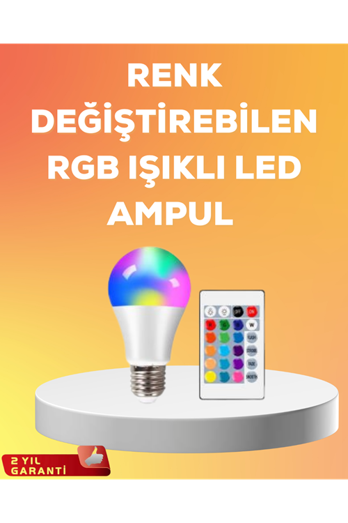 RGB Uzaktan Kumandalı LED Ampul 16 Renk A Kalite 2025 Model Orijinal