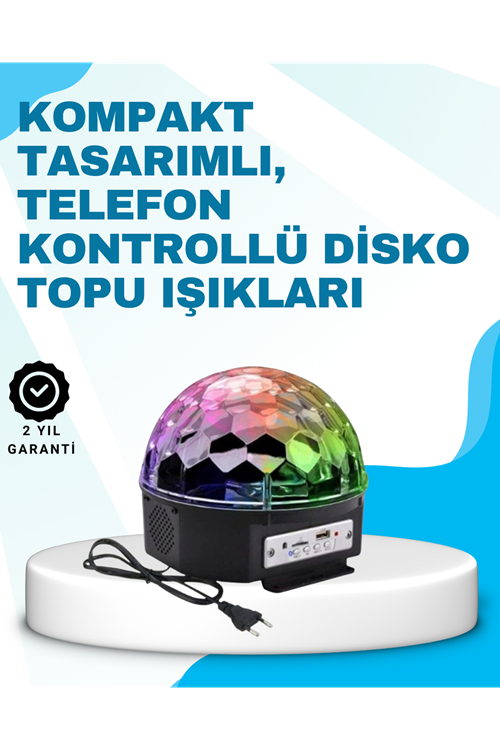 Bluetooth Bağlantılı Renkli Masaüstü Disko Topu Işık Gösterisi