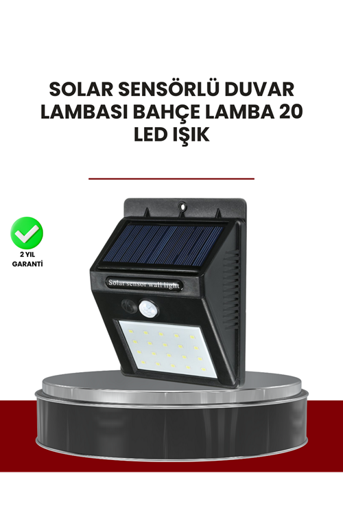 Bahçe ve Dış Mekanlar İçin Güneş Enerjili 20 LED Hareket Sensörlü Lamba