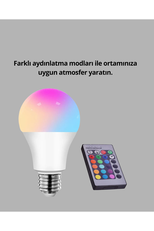 Renk Değiştiren RGB LED Ampul 16 Renk Uzaktan Kumandalı 2025 Model