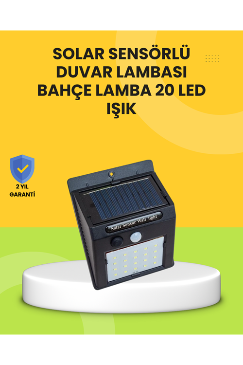 Güneş Paneli ile Şarj Olan 20 LED Dış Mekan Hareket Sensörlü Lamba
