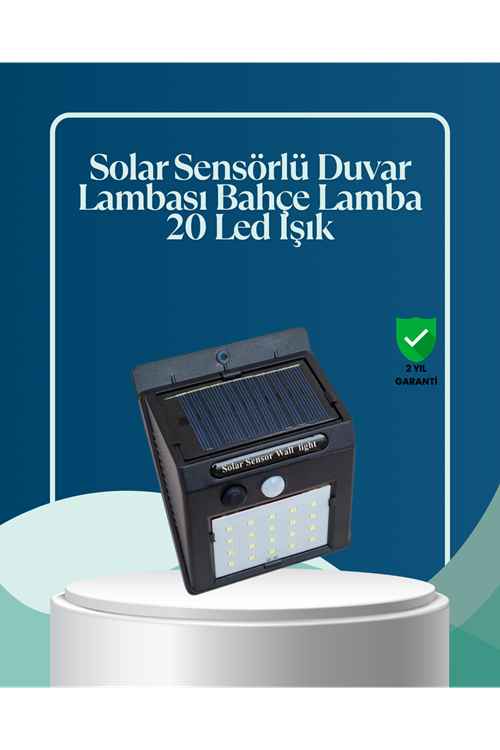 Sensörlü 20 LED Solar Duvar Lambası 3 Metre Algılama Mesafesi