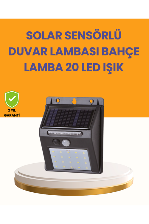 20 LED Güneş Enerjili Hareket Sensörlü Dış Mekan Duvar Lambası