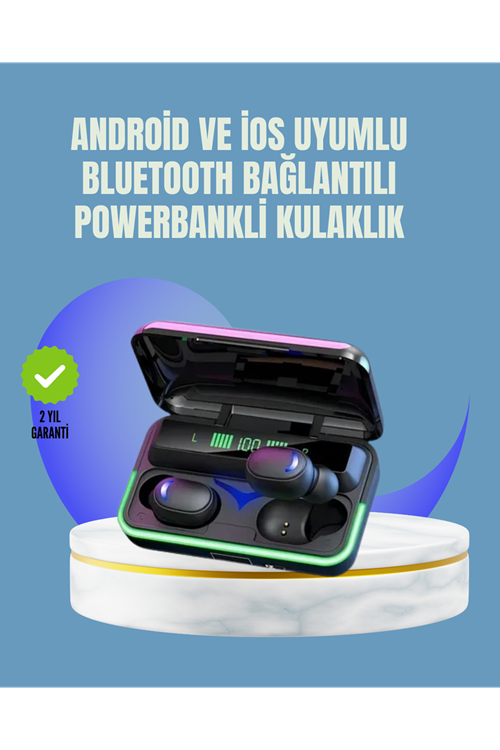 Uzun Pil Ömürlü E10 Powerbank Bluetooth Kulaklık LED Gösterge
