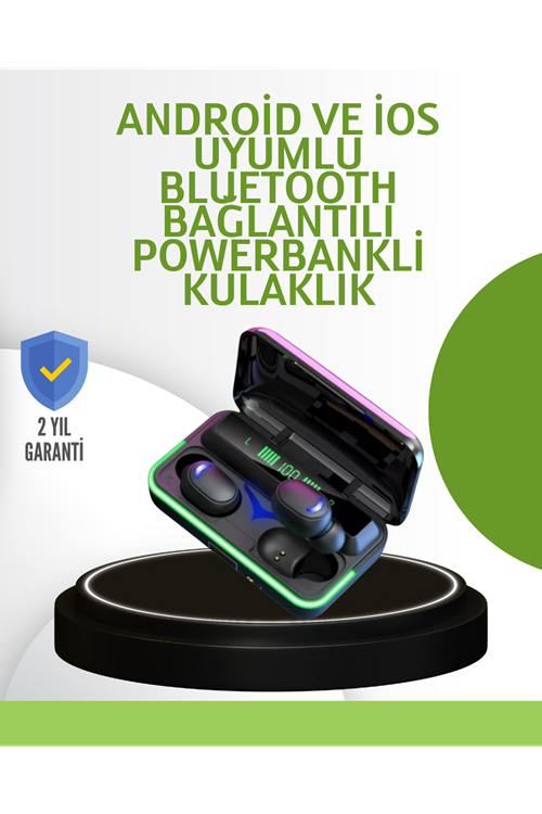 Oyun Modlu E10 Bluetooth Kulaklık Powerbank ve LED Ekranlı