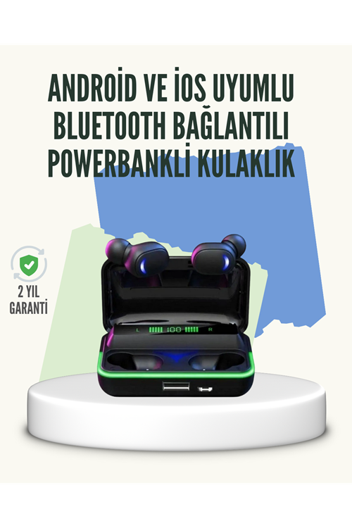 E10 Powerbank Şarjlı Bluetooth 5.1 Kulaklık Spor ve Oyun İçin