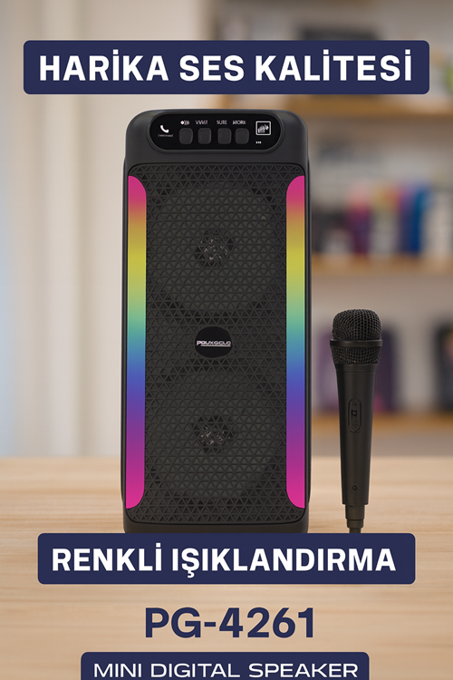 Taşınabilir Şarjlı Hoparlör USB, SD Kart, AUX Girişli