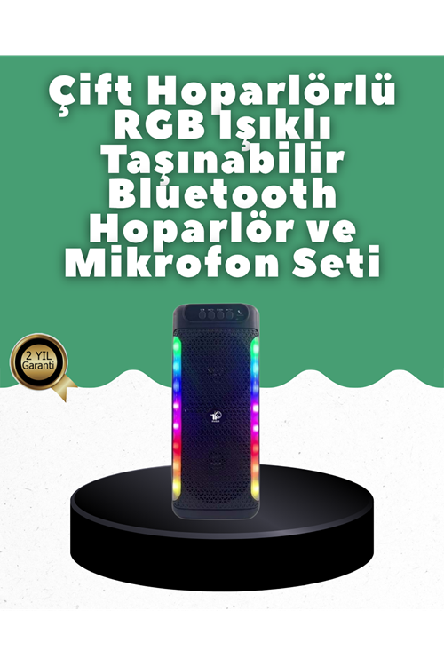 Yüksek Ses Güçlü Kablosuz Hoparlör  Karaoke Mikrofonlu