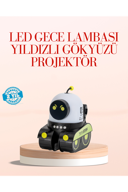 Robot Tasarımlı Bluetooth Hoparlörlü Yıldızlı Gökyüzü Projektör