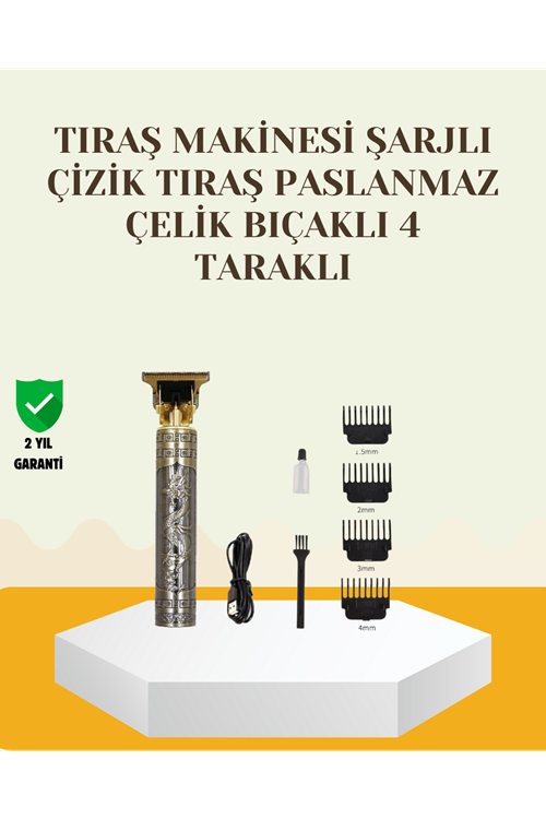 Şarjlı Titanyum Bıçaklı Saç ve Sakal Kesme Makinesi