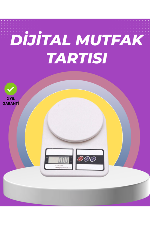 Beyaz Plastik Dijital Mutfak Tartısı – 24x16.8x1.5cm