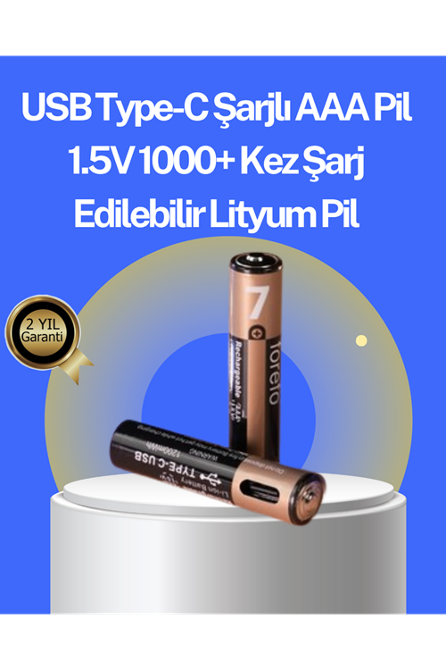 Hızlı Şarj Teknolojili USB Şarjlı AAA Pil – 40 Dakikada Tam Şarj