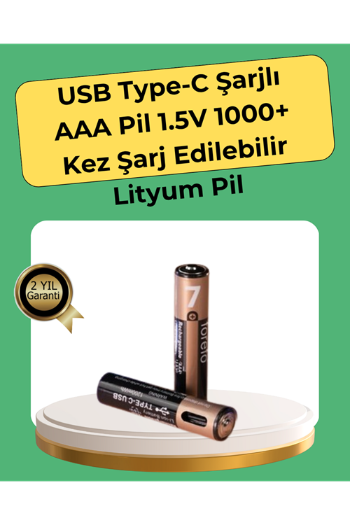 AAA Boyutunda USB Şarjlı Pil – Kompakt Tasarım, Geniş Uyumluluk
