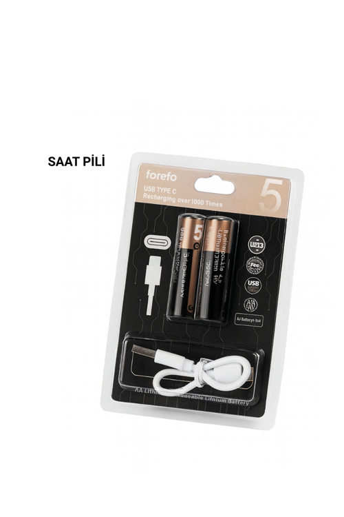 USB Type-C ile Hızlı Şarj Edilebilen AA Lityum Pil