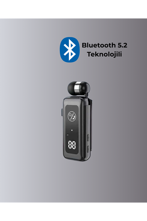 Bluetooth 5.2 Kablolu Makaralı Kulaklık | Dijital Ekran ve Titreşimli Bildirim
