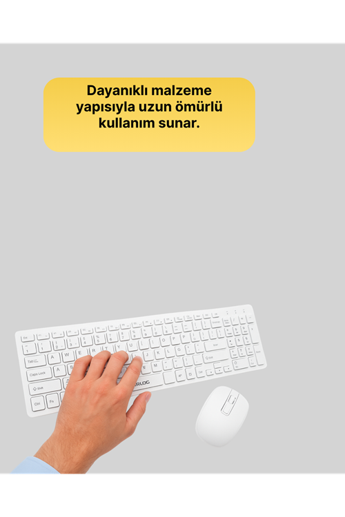 Ergonomik Kablosuz Klavye Mouse Takımı - Tam Boy, Sessiz ve Güvenilir