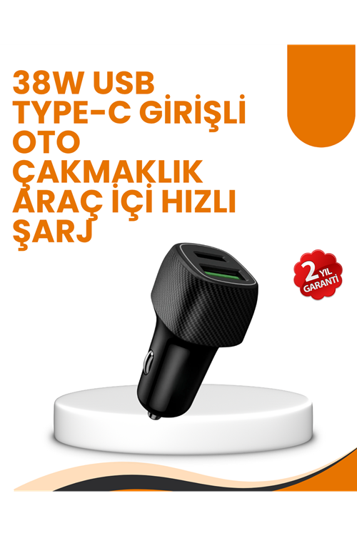 Araç Çakmak Girişli 38W Hızlı Şarj Aleti – İki Cihaz Destekli