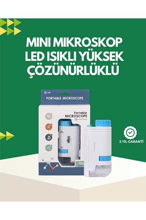 LED Aydınlatmalı 80–200 Kat Büyütmeli Cep Mikroskop