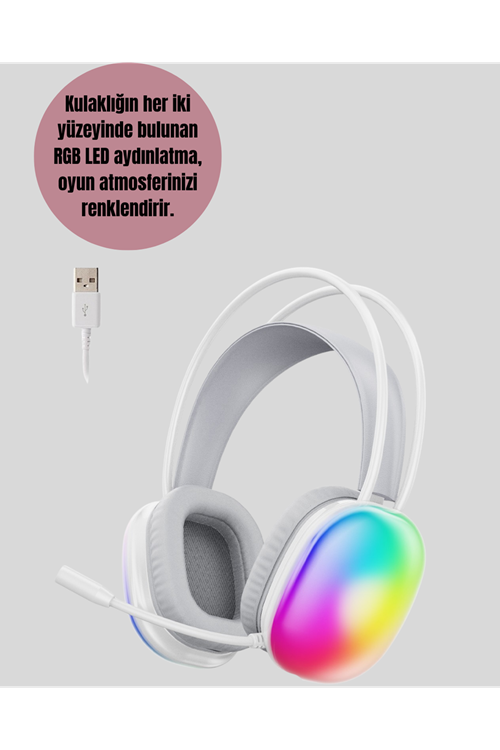 Type-C Şarjlı RGB Işıklı Bluetooth Oyuncu Kulaklığı