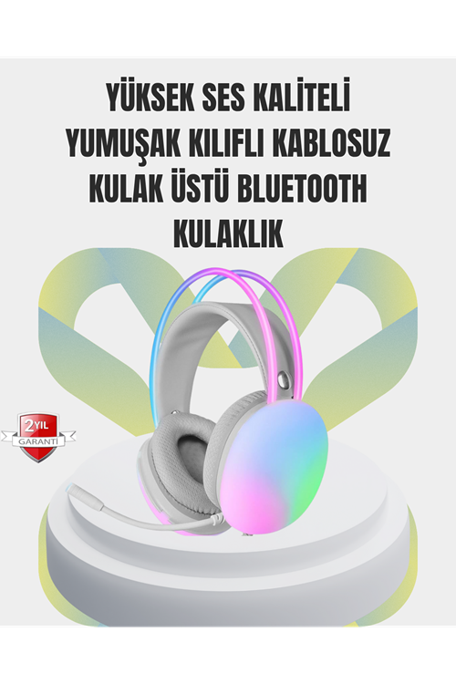 40mm Sürücülü RGB Kablosuz Kulaklık – Oyun ve Müzik için