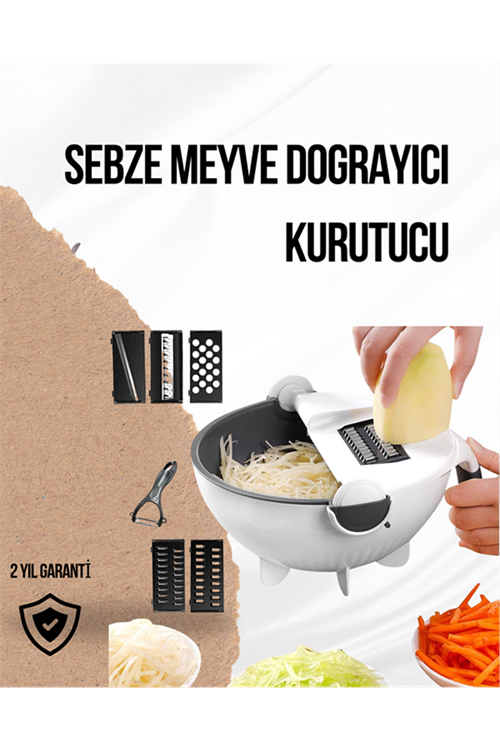 Döner Mekanizmalı Rende Bıçaklı Sebze Dilimleyici Seti