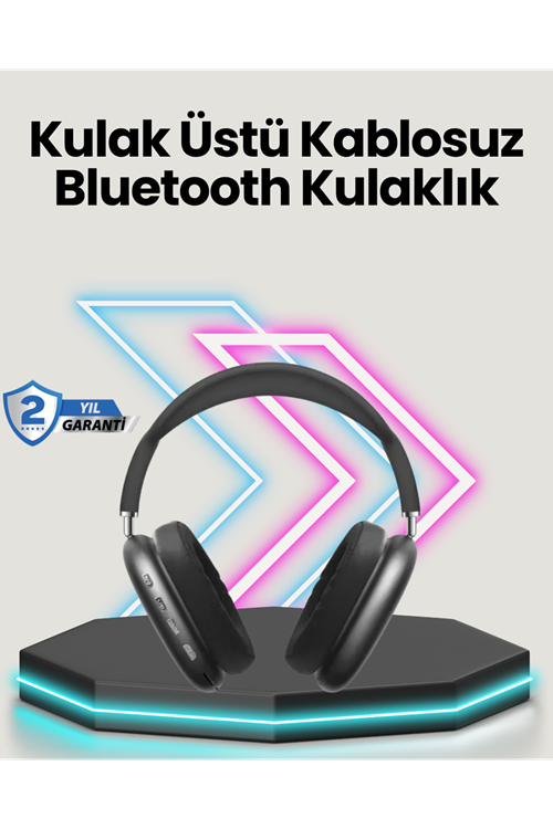 Bluetooth V5.0 Kablosuz Kulak Üstü Kulaklık | Katlanabilir, Mikro USB Girişli