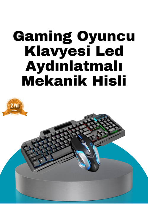 Mekanik Oyuncu Seti – LED Işıklandırma ve Ergonomik Mouse