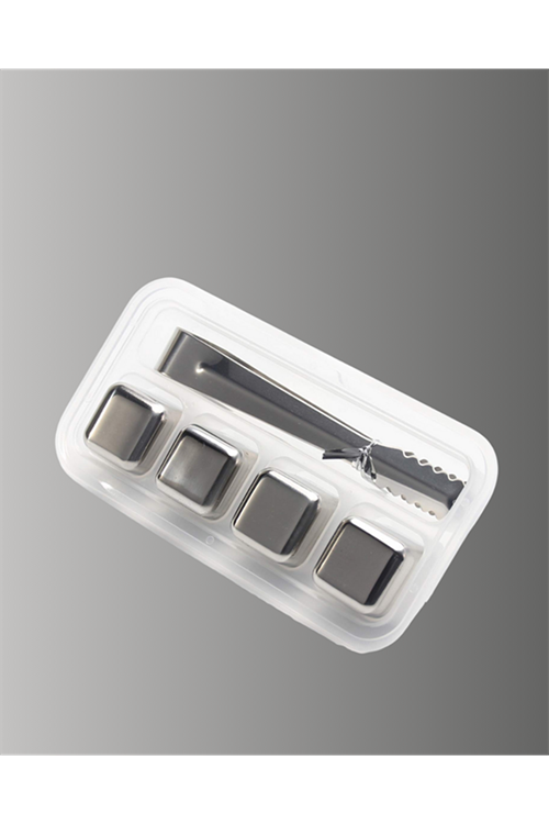 Yeniden Kullanılabilir 304 Çelik Metal Buz Küpleri 4'lü Set