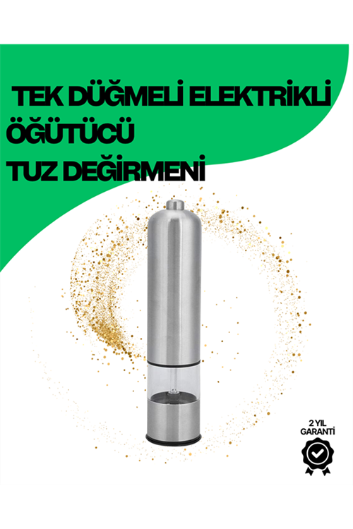 Şeffaf Hazneli Elektrikli Tuz Karabiber Öğütücü Pilli Taşınabilir Mutfak Aleti