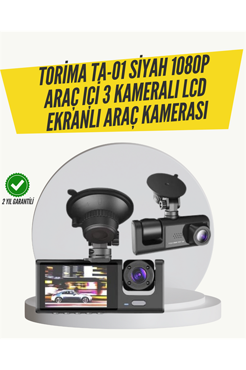 TA-01 3 Kameralı 1080P Araç Kamerası Siyah