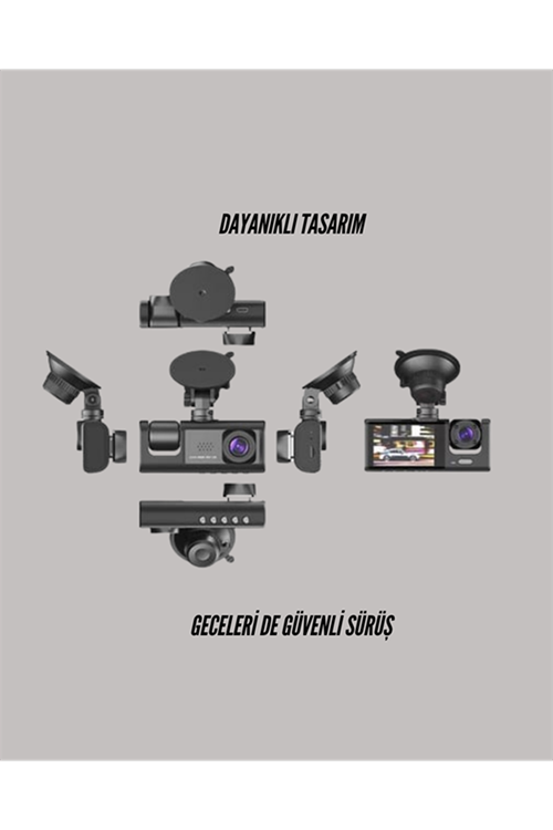 TA-01 3 Kameralı 1080P Araç Kamerası Siyah