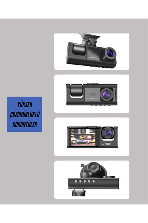 TA-01 3 Kameralı 1080P Araç Kamerası Siyah