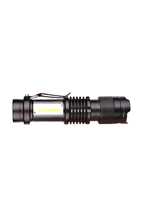 Şarjlı LED El Feneri - 14500 Pil Dahil, 4 Işık Modu, Mini Boy