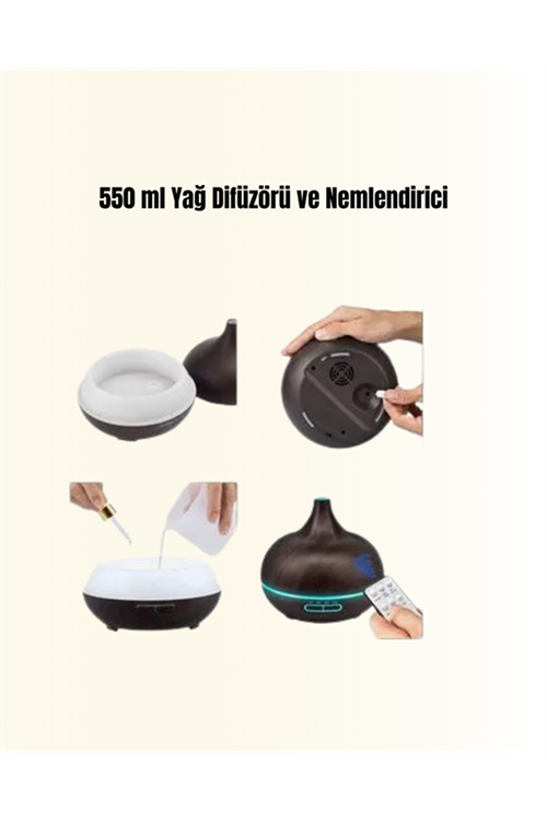Sessiz Çalışan Aromaterapi Difüzörü – 4 Zaman Ayarlı, 7 Renkli Işık Seçeneği
