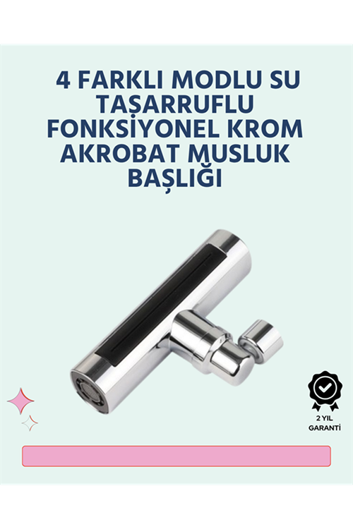 Krom Kaplamalı Çok Fonksiyonlu Musluk Başlığı | Paslanmaz Malzeme