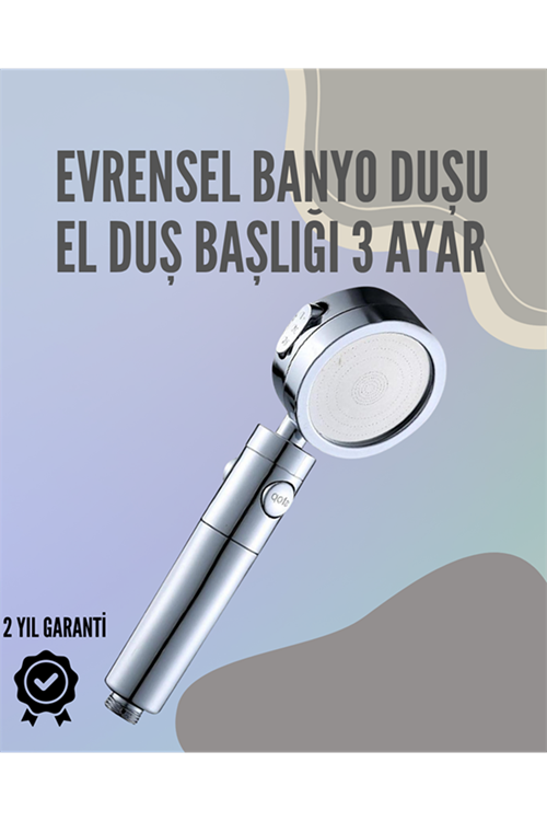 Paslanmaz Çelik Çok Fonksiyonlu El Duş Başlığı – 3 Modlu Püskürtme Seçeneği