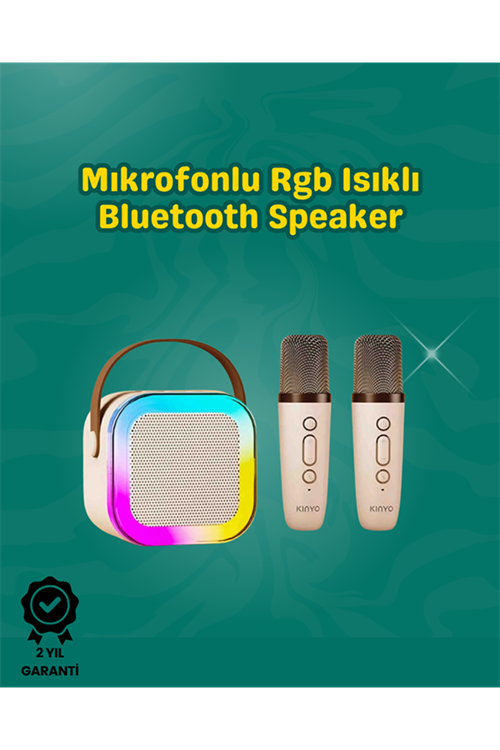 İki Mikrofonlu Renkli LED Işıklı Karaoke Cihazı