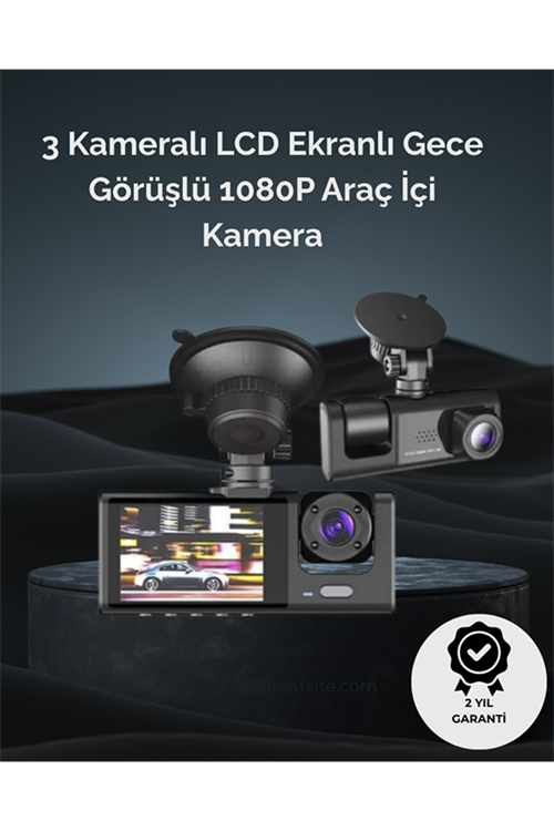 1. 3 Kameralı Full HD Araç Kamerası – Ön, İç ve Arka Görüş ile %100 Kapsama