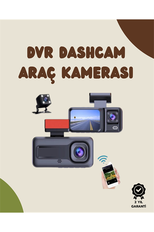 Sürüş ve Park Halinde Kesintisiz Güvenlik İçin 3 Kameralı Profesyonel Dashcam