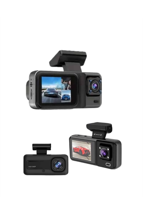 Sürüş ve Park Halinde Kesintisiz Güvenlik İçin 3 Kameralı Profesyonel Dashcam