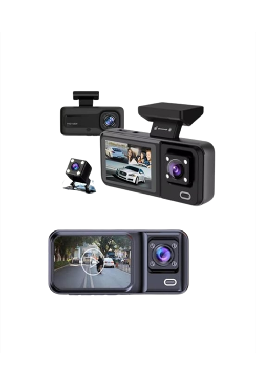 Tam Kapsamlı Araç Güvenliği: 3 Kameralı Full HD Kayıt Sistemi ile Ön, İç ve Arka Görüş
