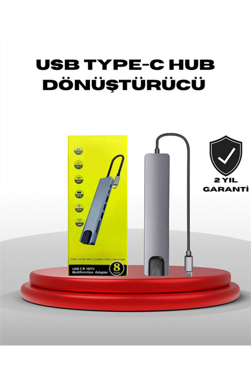 4K HDMI Çıkışlı, Gigabit Ethernet'li USB‑C Çoklu Port Hub
