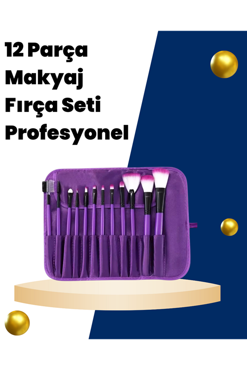 Profesyonel Makyaj Uygulamalarına Özel 12 Parça Kompakt ve Hafif Makyaj Fırça Seti