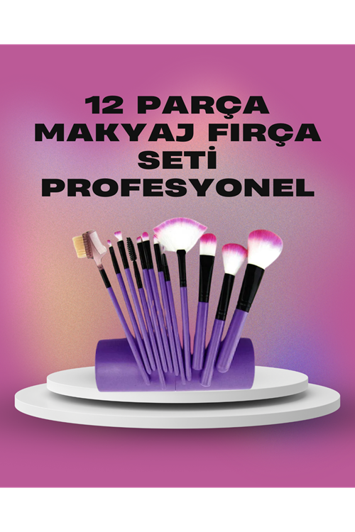 12 Parça Yumuşak Kıllı Makyaj Fırçası Seti Yüz ve Göz Makyajına Uygun Profesyonel Kullanım